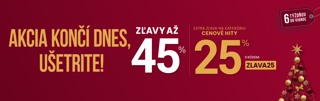 Zľavy až 45 % + naviac zľava 25 %