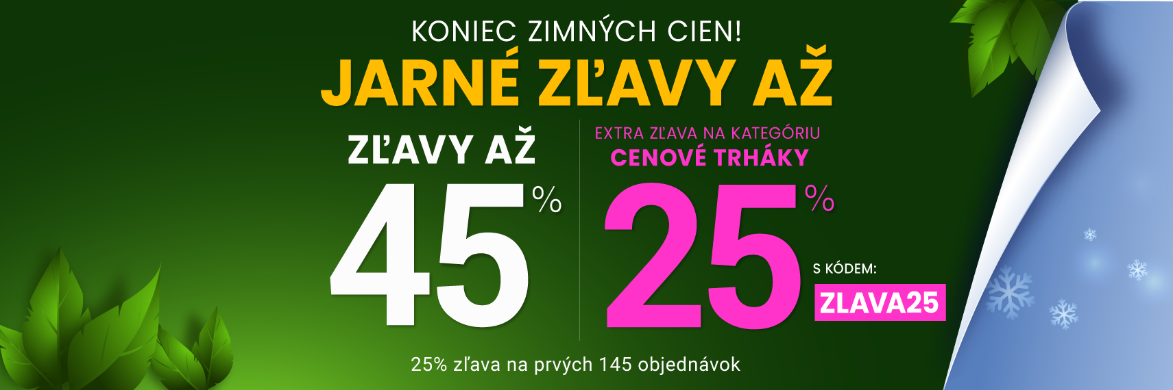 Zľavy až 45 % + naviac zľava 25 %