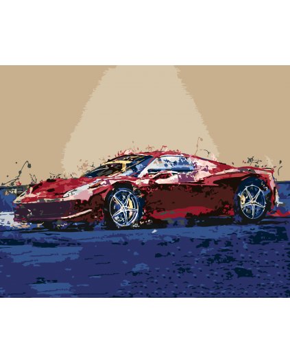 Maľovanie podľa čísel - ČERVENÉ ABSTRAKTNÉ AUTO FERRARI