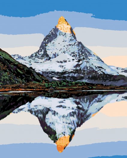 Maľovanie podľa čísel - HORA MATTERHORN A JEJ ODRAZ V JAZERE