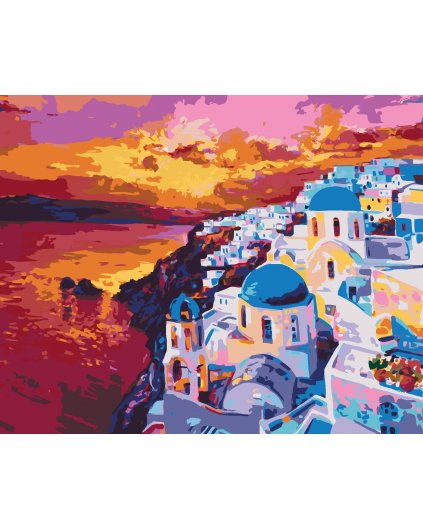 Maľovanie podľa čísel - ZÁPAD SLNKA NA SANTORINI