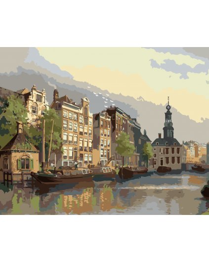Maľovanie podľa čísel - POHĽAD NA MINCOVŇU V AMSTERDAME