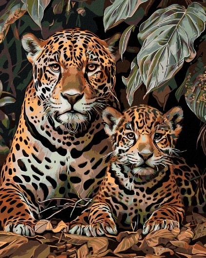 Diamantové maľovanie - LEOPARD A MLÁĎA