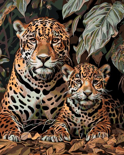 Maľovanie podľa čísel - LEOPARD A MLÁĎA