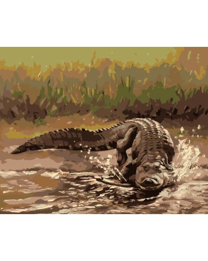 Maľovanie podľa čísel - ALIGÁTOR BEŽIACI DO VODY (D. RUSTY RUST)
