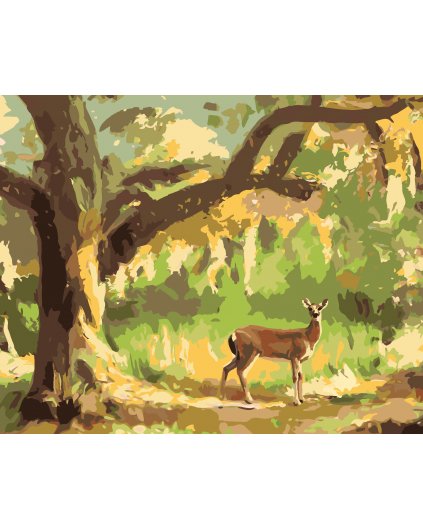 Maľovanie podľa čísel - SRNA A STROM (D. RUSTY RUST)