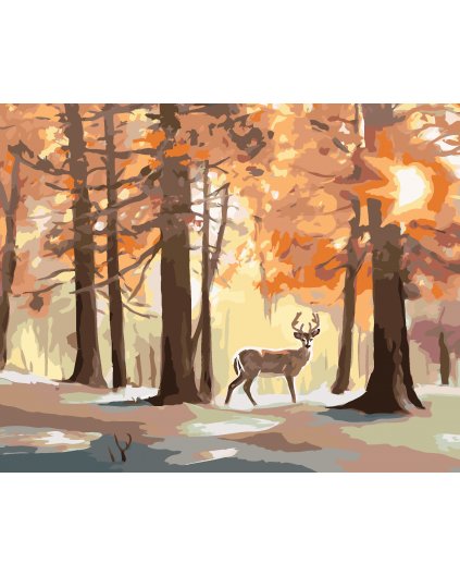 Maľovanie podľa čísel - JELEŇ V LESE (D. RUSTY RUST)
