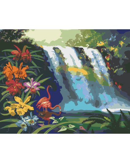 Maľovanie podľa čísel - PLAMENIAK PRI VODOPÁDE (D. RUSTY RUST)
