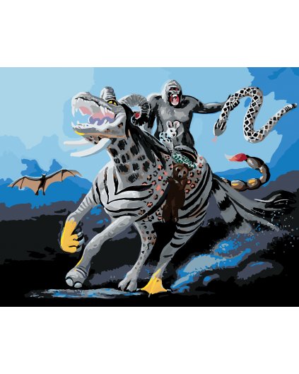 Maľovanie podľa čísel - GORILÍ ÚTOK (D. RUSTY RUST)