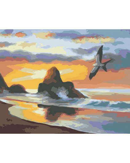 Maľovanie podľa čísel - LASTOVIČKA NAD MOROM (D. RUSTY RUST)