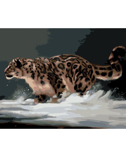 Maľovanie podľa čísel - LEOPARD NA SNEHU (D. RUSTY RUST)