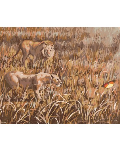Maľovanie podľa čísel - LEV NA LOVE (D. RUSTY RUST)