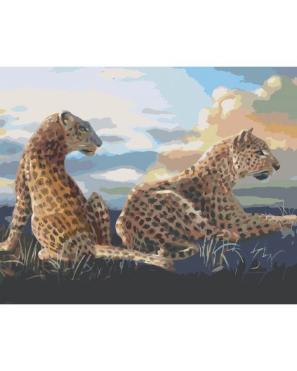 Maľovanie podľa čísel - LEŽIACI LEOPARD (D. RUSTY RUST)