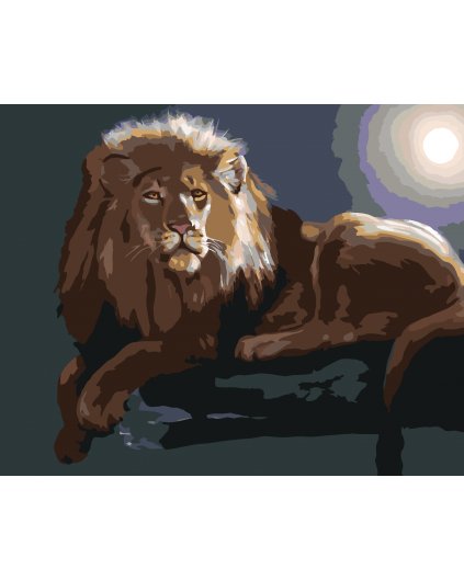 Maľovanie podľa čísel - LEV LEŽIACI NA KONÁRI (D. RUSTY RUST)