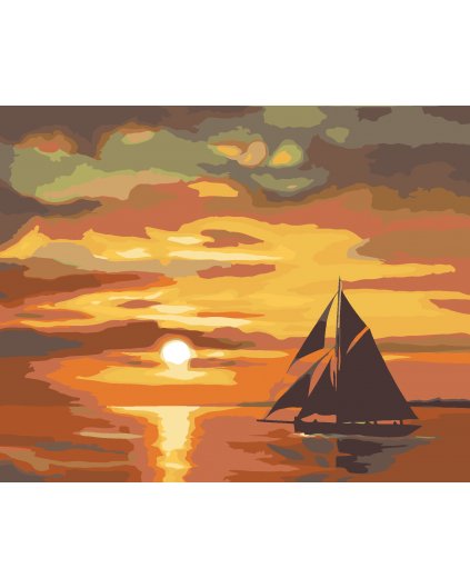 Maľovanie podľa čísel - TMAVÁ PLACHETNICA ZA SÚMRAKU (D. RUSTY RUST)