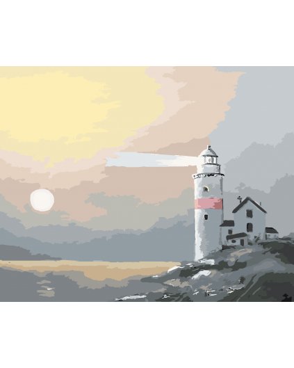 Maľovanie podľa čísel - MAJÁK A SLNKO V HMLE (D. RUSTY RUST)