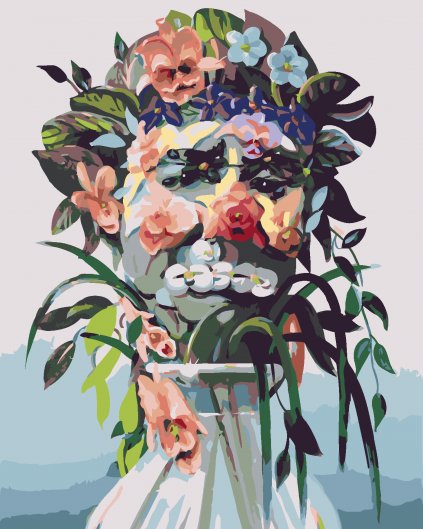 Maľovanie podľa čísel - KVETY VO VÁZE A TVÁRE MUŽOV (D. RUSTY RUST)