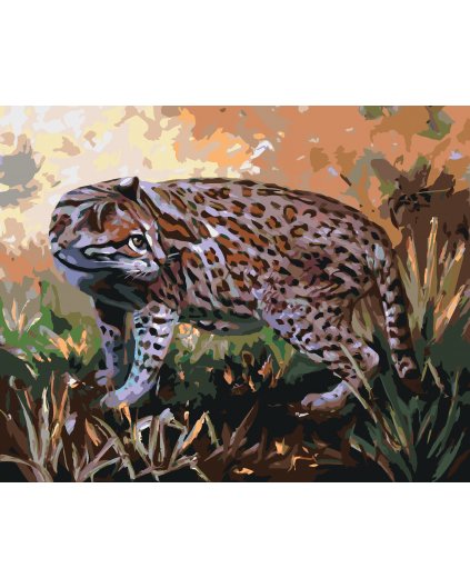 Maľovanie podľa čísel - OCELOT V TRÁVE (D. RUSTY RUST)
