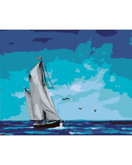 Maľovanie podľa čísel - PLACHETNICA NA MORI (D. RUSTY RUST)