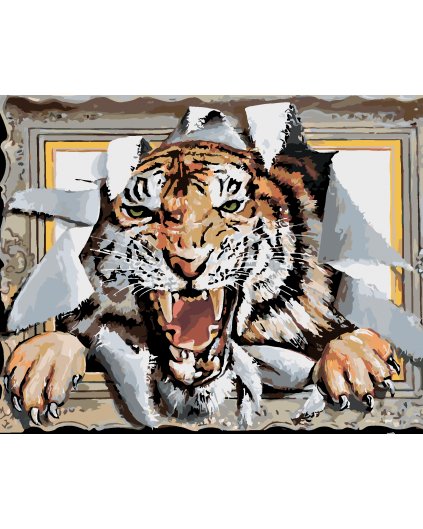 Maľovanie podľa čísel - TIGER V RÁME (D. RUSTY RUST)