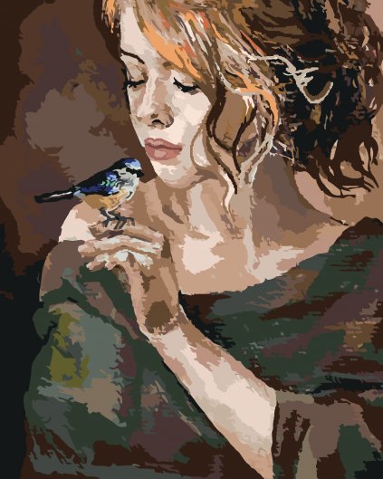 Maľovanie podľa čísel - DIEVČA S VTÁČIKOM