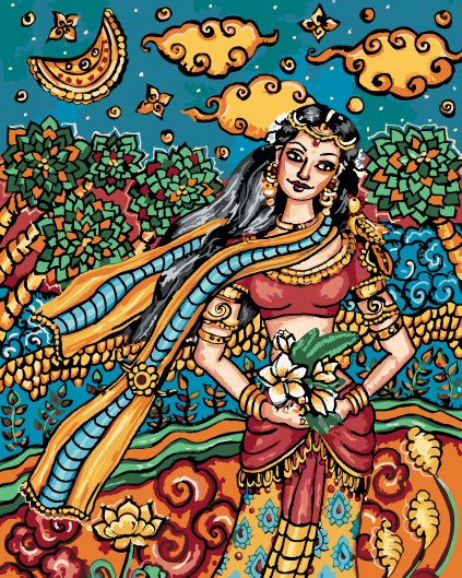 Maľovanie podľa čísel - INDICKÁ ŽENA