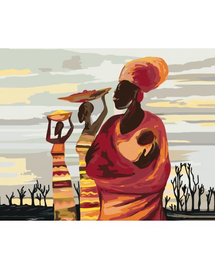 Maľovanie podľa čísel - AFRICKÉ ŽENY S DIEŤAŤOM