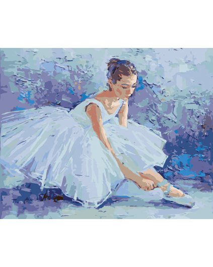 Maľovanie podľa čísel - BALETKA ZAVAZUJÚCA SI SVOJE BALETNÉ ŠPIČKY