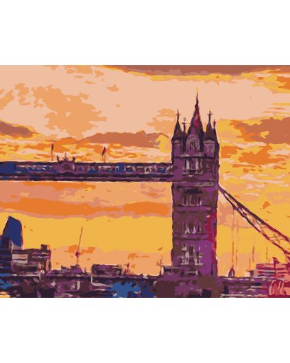 Maľovanie podľa čísel - LONDÝNSKY TOWER BRIDGE PRI ZÁPADE SLNKA