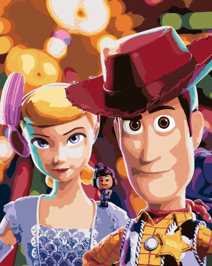 Maľovanie podľa čísel - WOODY A PASTIERKA (PRÍBEH HRAČIEK)