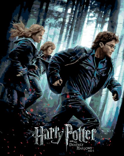 Maľovanie podľa čísel - PLAGÁT HARRY POTTER A RELIKVIA SMRTI - NA ÚTEKU