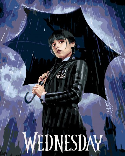 Maľovanie podľa čísel - WEDNESDAY ADDAMS NA PLAGÁTE