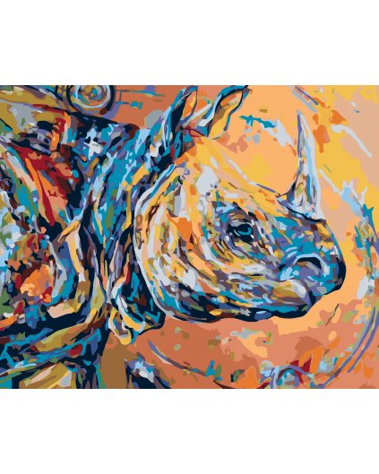 Maľovanie podľa čísel - FAREBNÝ NOSOROŽEC