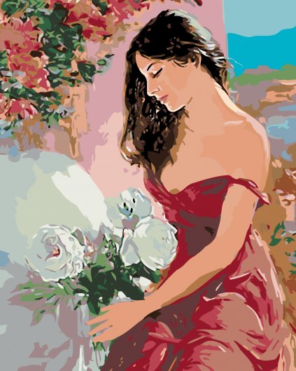 Maľovanie podľa čísel - ŽENA A RUŽA
