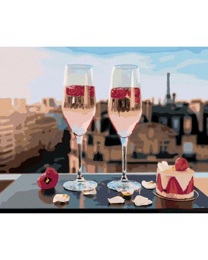 Diamantové maľovanie - POHÁRE S VÍNOM V PARÍŽI