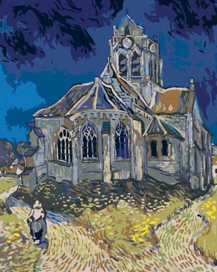 Diamantové maľovanie - KOSTOL V AUVERS (VINCENT VAN GOGH)