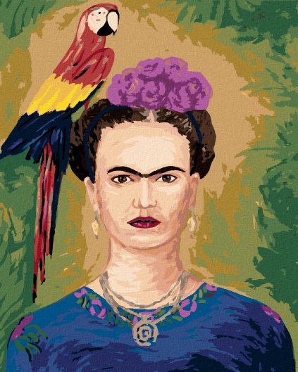 Diamantové maľovanie - FRIDA KAHLO A PAPAGÁJ