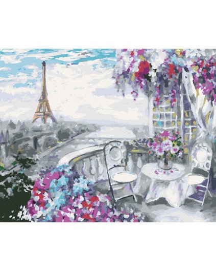 Diamantové maľovanie - EIFFELOVA VEŽA LETNÁ KAVIAREŇ V PARÍŽI