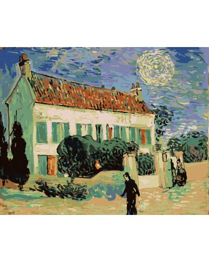 Diamantové maľovanie - BIELY DOM V NOCI (VINCENT VAN GOGH)