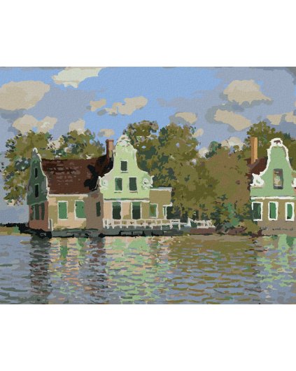 Diamantové maľovanie - DOM NA RIEKE ZAAN V ZAANDAME (CLAUDE MONET)