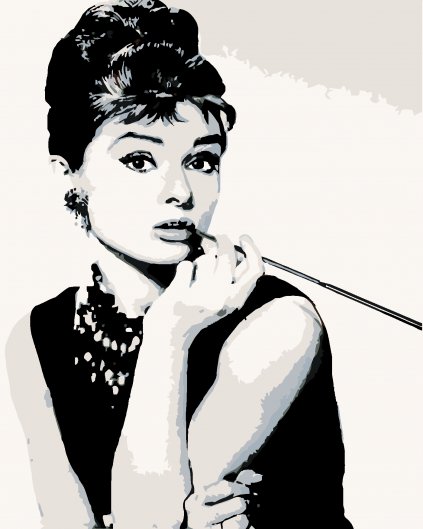 Maľovanie podľa čísel - AUDREY HEPBURN ČIERNOBIELA