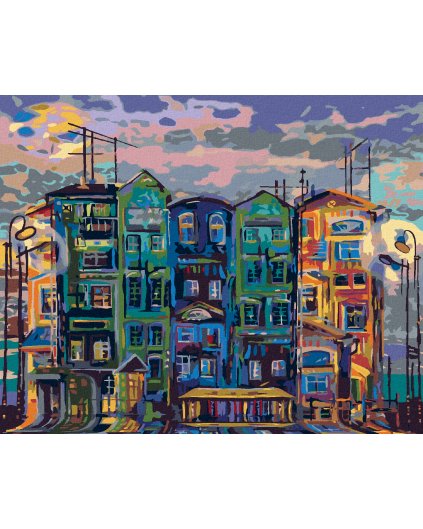 Diamantové maľovanie - VYSOKÉ DOMY V AMSTERDAME