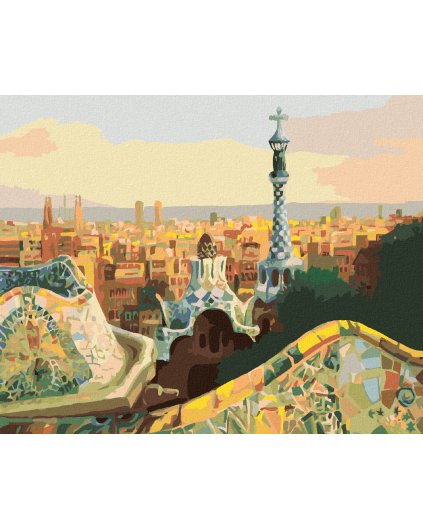 Diamantové maľovanie - VÝHĽAD NA BARCELONU Z PARKU GÜELL