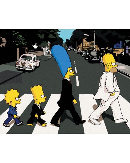 Diamantové maľovanie - SIMPSONOVCI AKO BEATLES