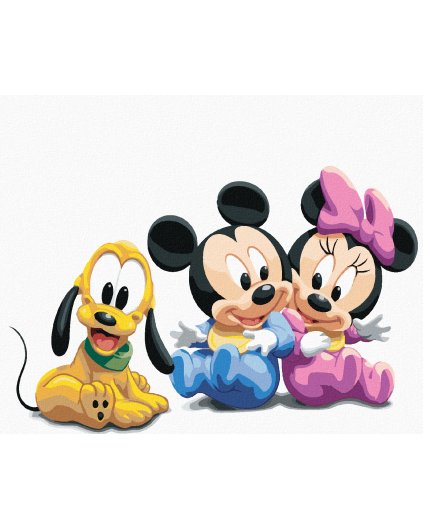 Diamantové maľovanie - MALIČKÝ MICKEY MOUSE, MINNIE A PLUTO