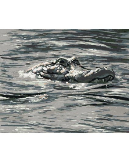 Diamantové maľovanie - ALIGÁTOR HLAVA VO VODE (D. RUSTY RUST)