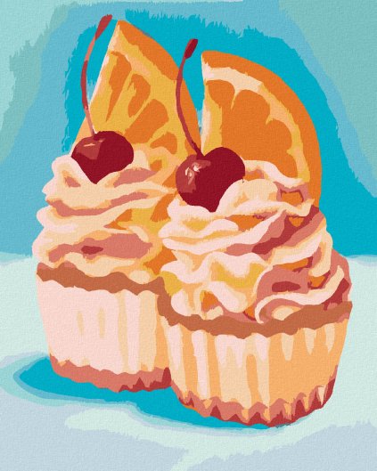 Diamantové maľovanie - CUPCAKE S POMARANČOM A ČEREŠNE (MYROSLAVA VOLOSCHUK)