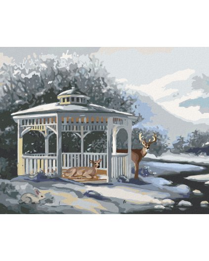 Diamantové maľovanie - LAŇ A JELEŇ V ALTÁNKU (D. RUSTY RUST)