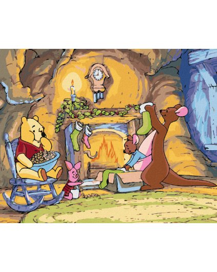 Diamantové maľovanie - MACKO PU A VIANOCE