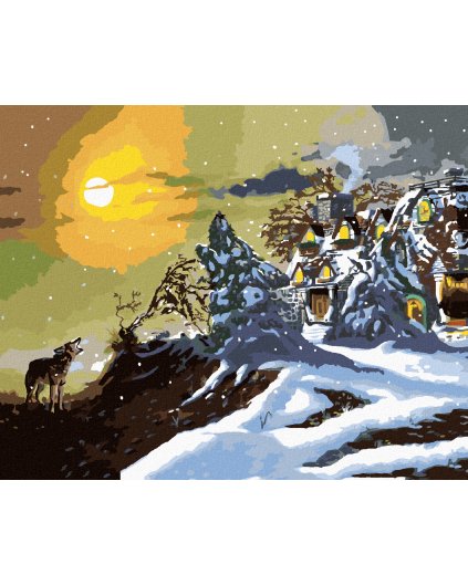 Diamantové maľovanie - VYJAJÚCI VLK, TIGER A SÍDLO (D. RUSTY RUST)